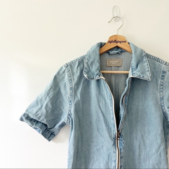 Everlane The Denim Short Coverall Overall Romper - Picture 7 of 15